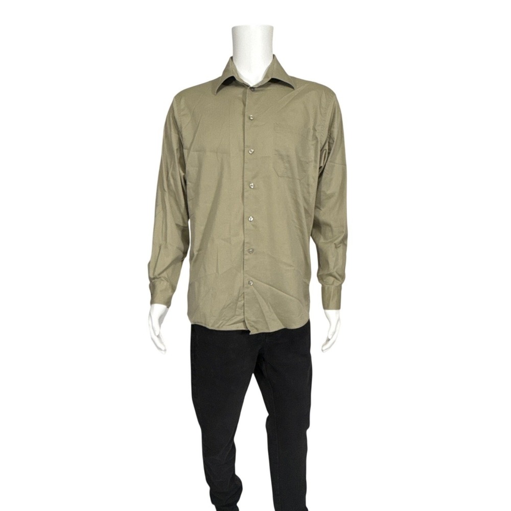 Kenneth Cole‎ Reaction Mens Slim Fit Button Down Shirt Olive Green Large - Picture 6 of 9